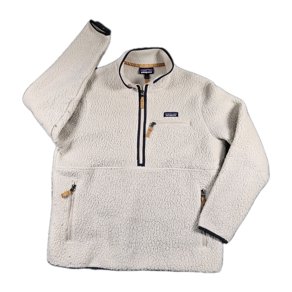 Patagonia Classic Retro-X Pullover Women's L Natural Sherpa Fleece Windproof